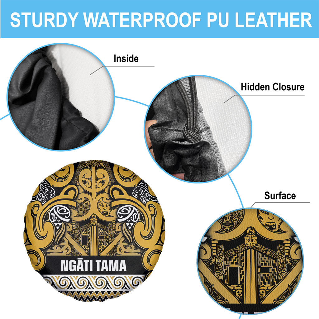 Aotearoa Iwi Ngāti Tama ki Te Waipounamu Trust Spare Tire Cover Maori Wharenui House Tribal Pattern