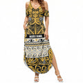 Aotearoa Iwi Ngāti Tama ki Te Waipounamu Trust Summer Maxi Dress Maori Wharenui House Tribal Pattern