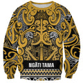 Aotearoa Iwi Ngāti Tama ki Te Waipounamu Trust Sweatshirt Maori Wharenui House Tribal Pattern