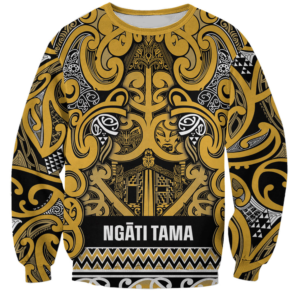 Aotearoa Iwi Ngāti Tama ki Te Waipounamu Trust Sweatshirt Maori Wharenui House Tribal Pattern