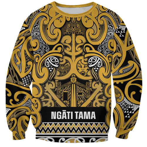 Aotearoa Iwi Ngāti Tama ki Te Waipounamu Trust Sweatshirt Maori Wharenui House Tribal Pattern