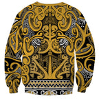 Aotearoa Iwi Ngāti Tama ki Te Waipounamu Trust Sweatshirt Maori Wharenui House Tribal Pattern