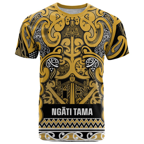 Aotearoa Iwi Ngāti Tama ki Te Waipounamu Trust T Shirt Maori Wharenui House Tribal Pattern