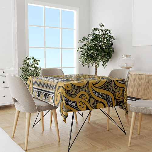 Aotearoa Iwi Ngāti Tama ki Te Waipounamu Trust Tablecloth Maori Wharenui House Tribal Pattern