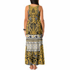 Aotearoa Iwi Ngāti Tama ki Te Waipounamu Trust Tank Maxi Dress Maori Wharenui House Tribal Pattern