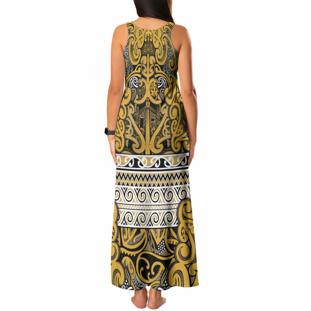 Aotearoa Iwi Ngāti Tama ki Te Waipounamu Trust Tank Maxi Dress Maori Wharenui House Tribal Pattern