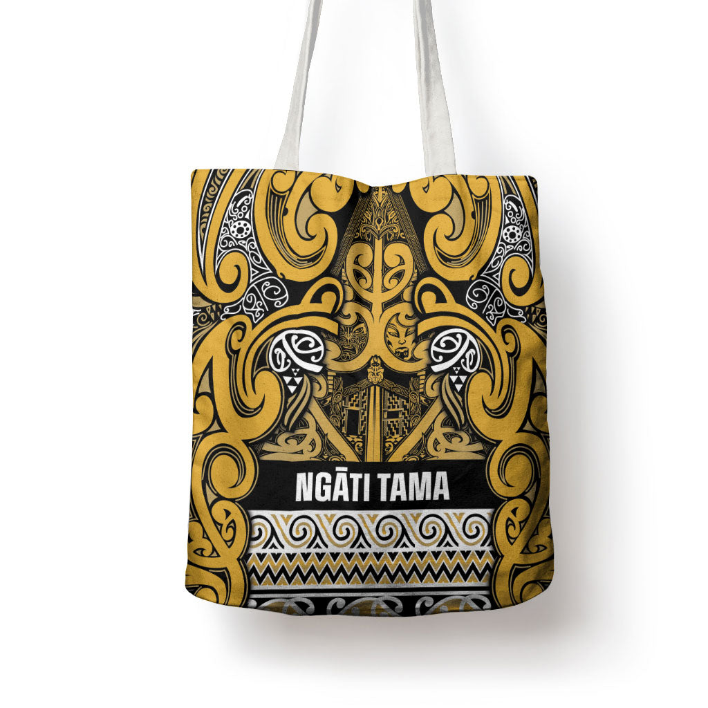 Aotearoa Iwi Ngāti Tama ki Te Waipounamu Trust Tote Bag Maori Wharenui House Tribal Pattern