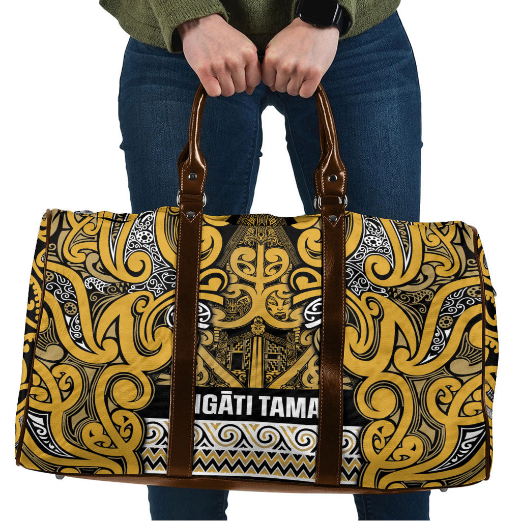 Aotearoa Iwi Ngāti Tama ki Te Waipounamu Trust Travel Bag Maori Wharenui House Tribal Pattern