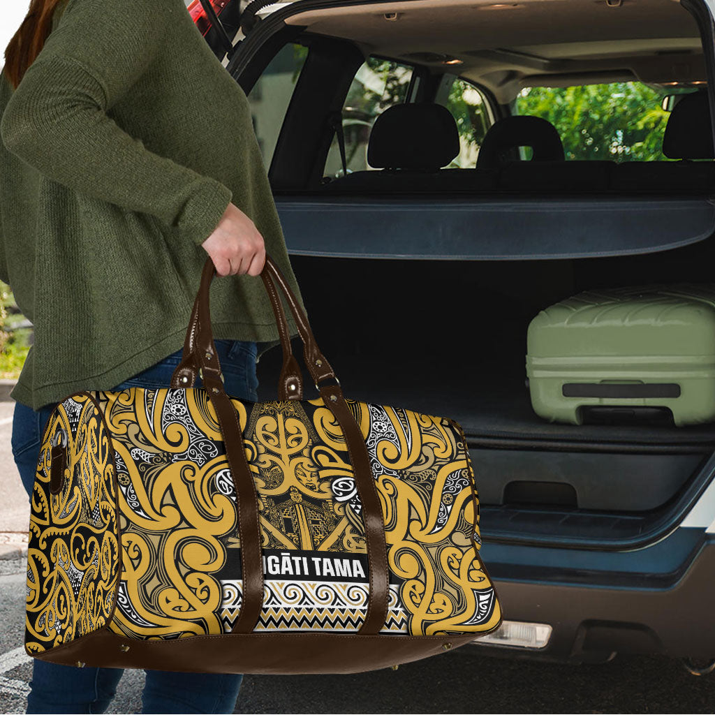 Aotearoa Iwi Ngāti Tama ki Te Waipounamu Trust Travel Bag Maori Wharenui House Tribal Pattern
