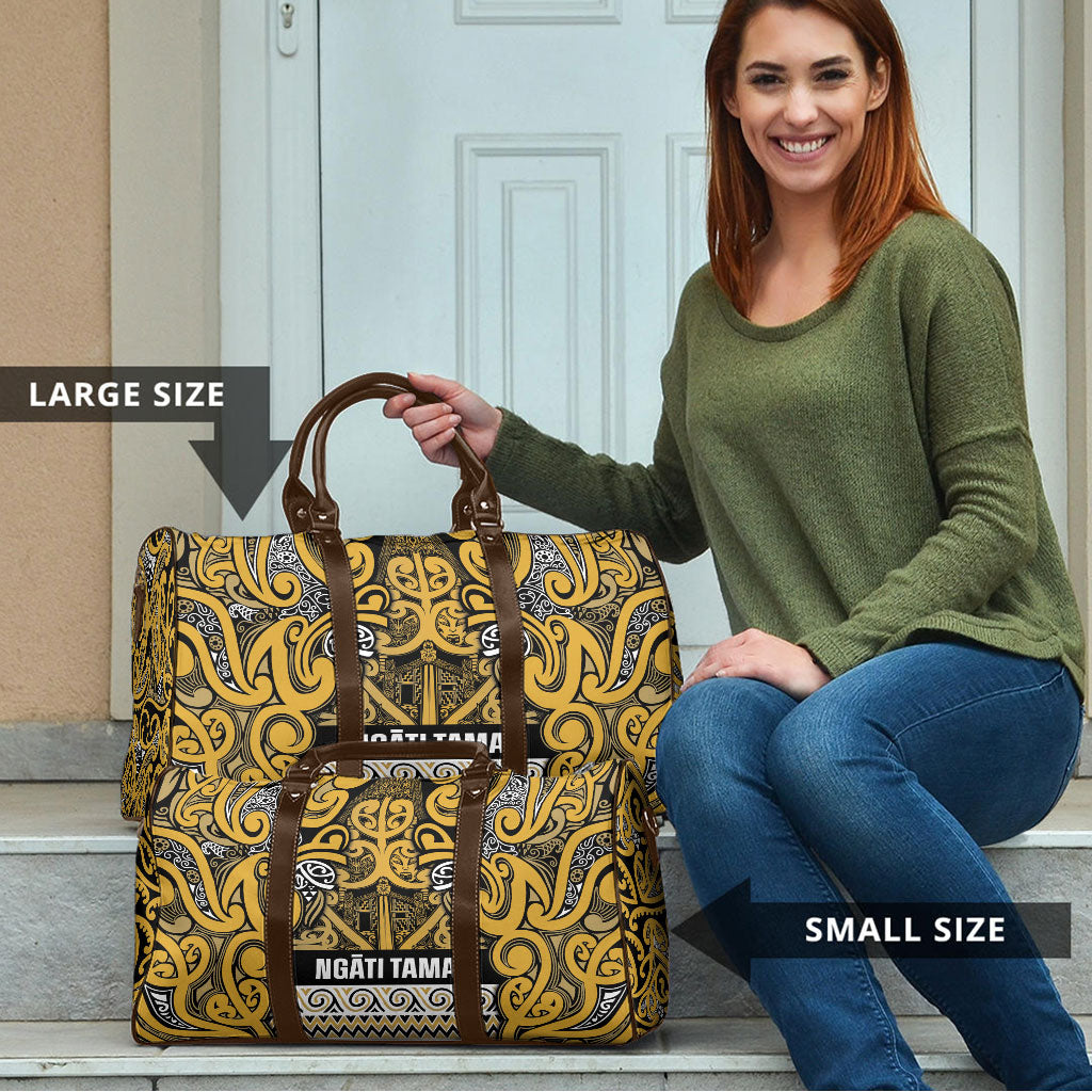 Aotearoa Iwi Ngāti Tama ki Te Waipounamu Trust Travel Bag Maori Wharenui House Tribal Pattern