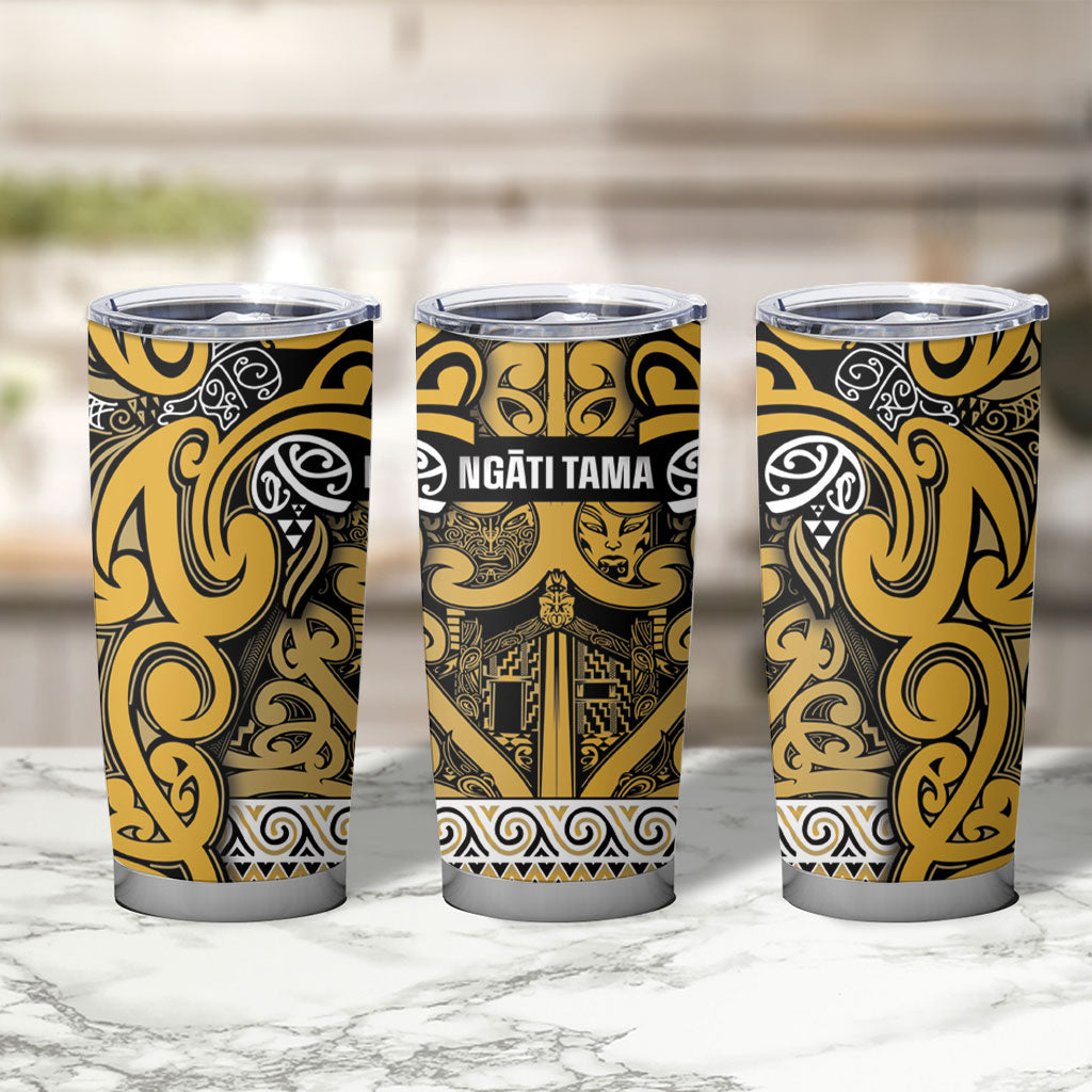 Aotearoa Iwi Ngāti Tama ki Te Waipounamu Trust Tumbler Cup Maori Wharenui House Tribal Pattern
