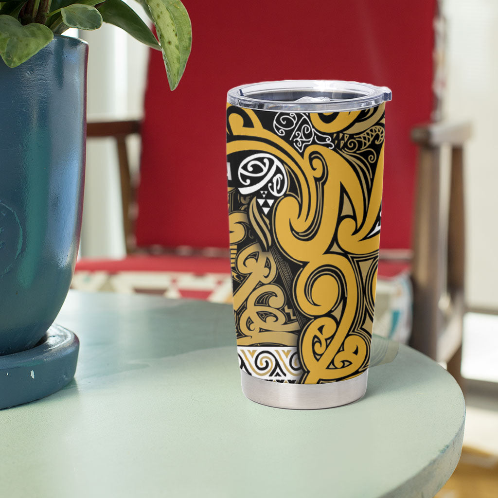 Aotearoa Iwi Ngāti Tama ki Te Waipounamu Trust Tumbler Cup Maori Wharenui House Tribal Pattern