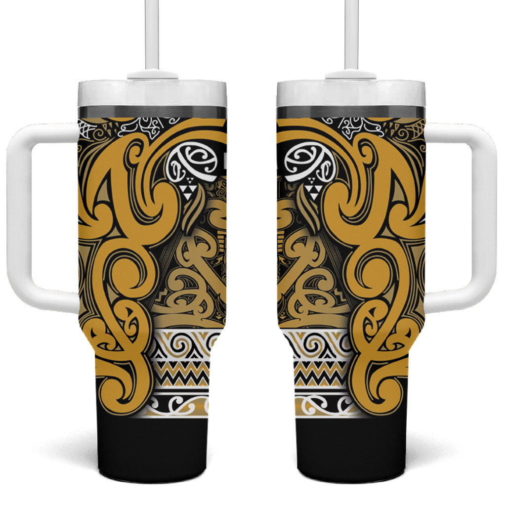 Aotearoa Iwi Ngāti Tama ki Te Waipounamu Trust Tumbler With Handle Maori Wharenui House Tribal Pattern