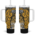 Aotearoa Iwi Ngāti Tama ki Te Waipounamu Trust Tumbler With Handle Maori Wharenui House Tribal Pattern