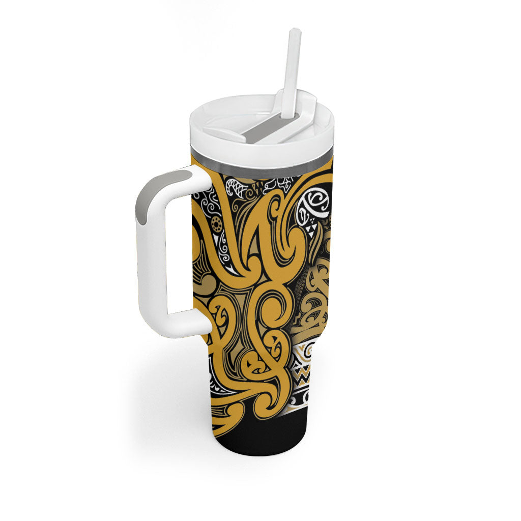 Aotearoa Iwi Ngāti Tama ki Te Waipounamu Trust Tumbler With Handle Maori Wharenui House Tribal Pattern