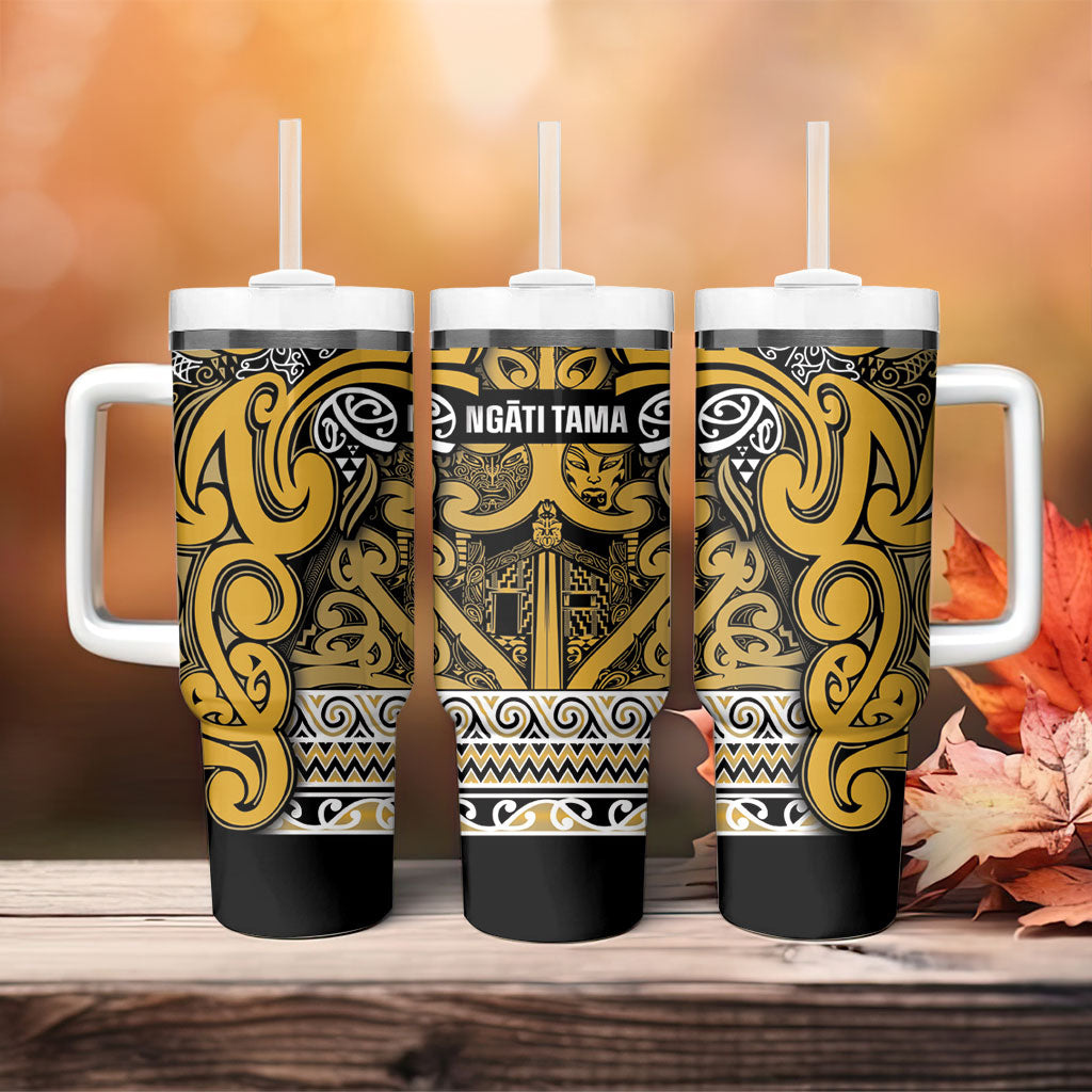 Aotearoa Iwi Ngāti Tama ki Te Waipounamu Trust Tumbler With Handle Maori Wharenui House Tribal Pattern