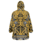 Aotearoa Iwi Ngāti Tama ki Te Waipounamu Trust Wearable Blanket Hoodie Maori Wharenui House Tribal Pattern