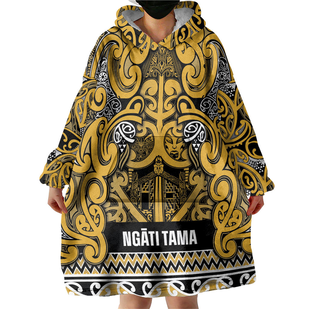 Aotearoa Iwi Ngāti Tama ki Te Waipounamu Trust Wearable Blanket Hoodie Maori Wharenui House Tribal Pattern