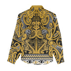 Aotearoa Iwi Ngāti Tama ki Te Waipounamu Trust Women Casual Shirt Maori Wharenui House Tribal Pattern