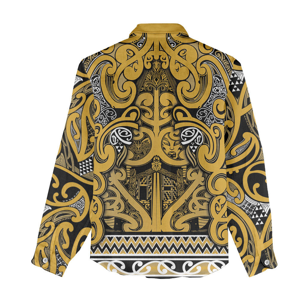 Aotearoa Iwi Ngāti Tama ki Te Waipounamu Trust Women Casual Shirt Maori Wharenui House Tribal Pattern