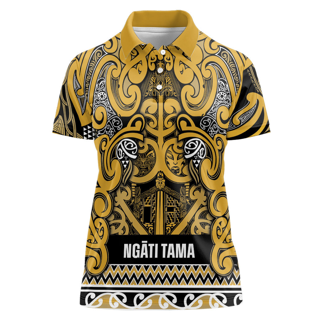 Aotearoa Iwi Ngāti Tama ki Te Waipounamu Trust Women Polo Shirt Maori Wharenui House Tribal Pattern