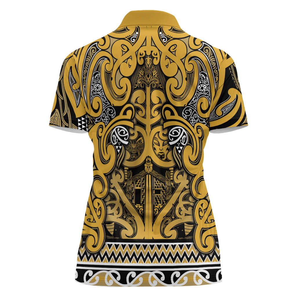 Aotearoa Iwi Ngāti Tama ki Te Waipounamu Trust Women Polo Shirt Maori Wharenui House Tribal Pattern