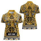 Aotearoa Iwi Ngāti Tama ki Te Waipounamu Trust Women Polo Shirt Maori Wharenui House Tribal Pattern