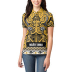 Aotearoa Iwi Ngāti Tama ki Te Waipounamu Trust Women Polo Shirt Maori Wharenui House Tribal Pattern