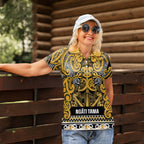 Aotearoa Iwi Ngāti Tama ki Te Waipounamu Trust Women Polo Shirt Maori Wharenui House Tribal Pattern