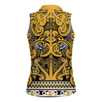 Aotearoa Iwi Ngāti Tama ki Te Waipounamu Trust Women Sleeveless Polo Shirt Maori Wharenui House Tribal Pattern