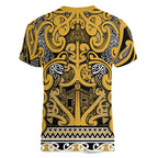 Aotearoa Iwi Ngāti Tama ki Te Waipounamu Trust Women V-Neck T-Shirt Maori Wharenui House Tribal Pattern