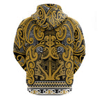 Aotearoa Iwi Ngāti Tama ki Te Waipounamu Trust Zip Hoodie Maori Wharenui House Tribal Pattern