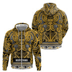 Aotearoa Iwi Ngāti Tama ki Te Waipounamu Trust Zip Hoodie Maori Wharenui House Tribal Pattern