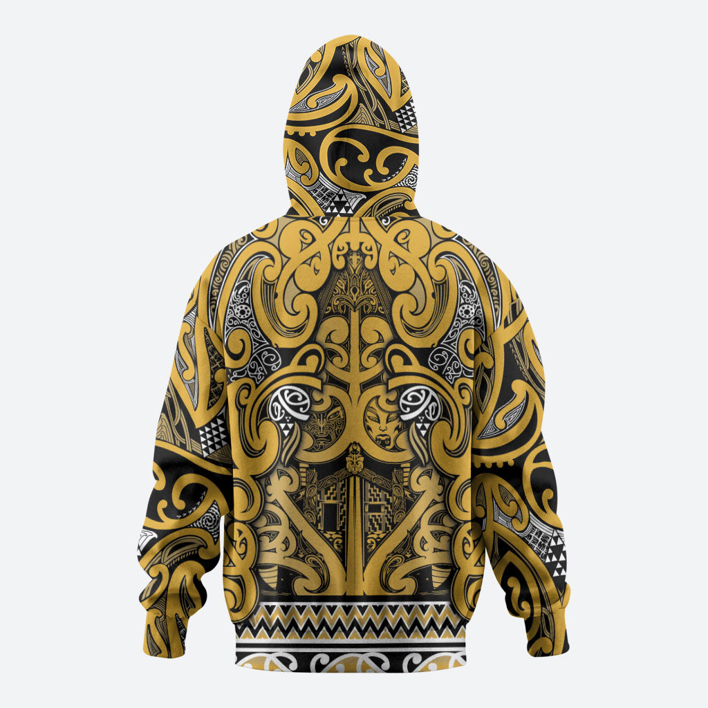 Aotearoa Iwi Ngāti Tama ki Te Waipounamu Trust Zip Hoodie Maori Wharenui House Tribal Pattern