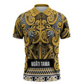 Aotearoa Iwi Ngāti Tama ki Te Waipounamu Trust Zipper Polo Shirt Maori Wharenui House Tribal Pattern