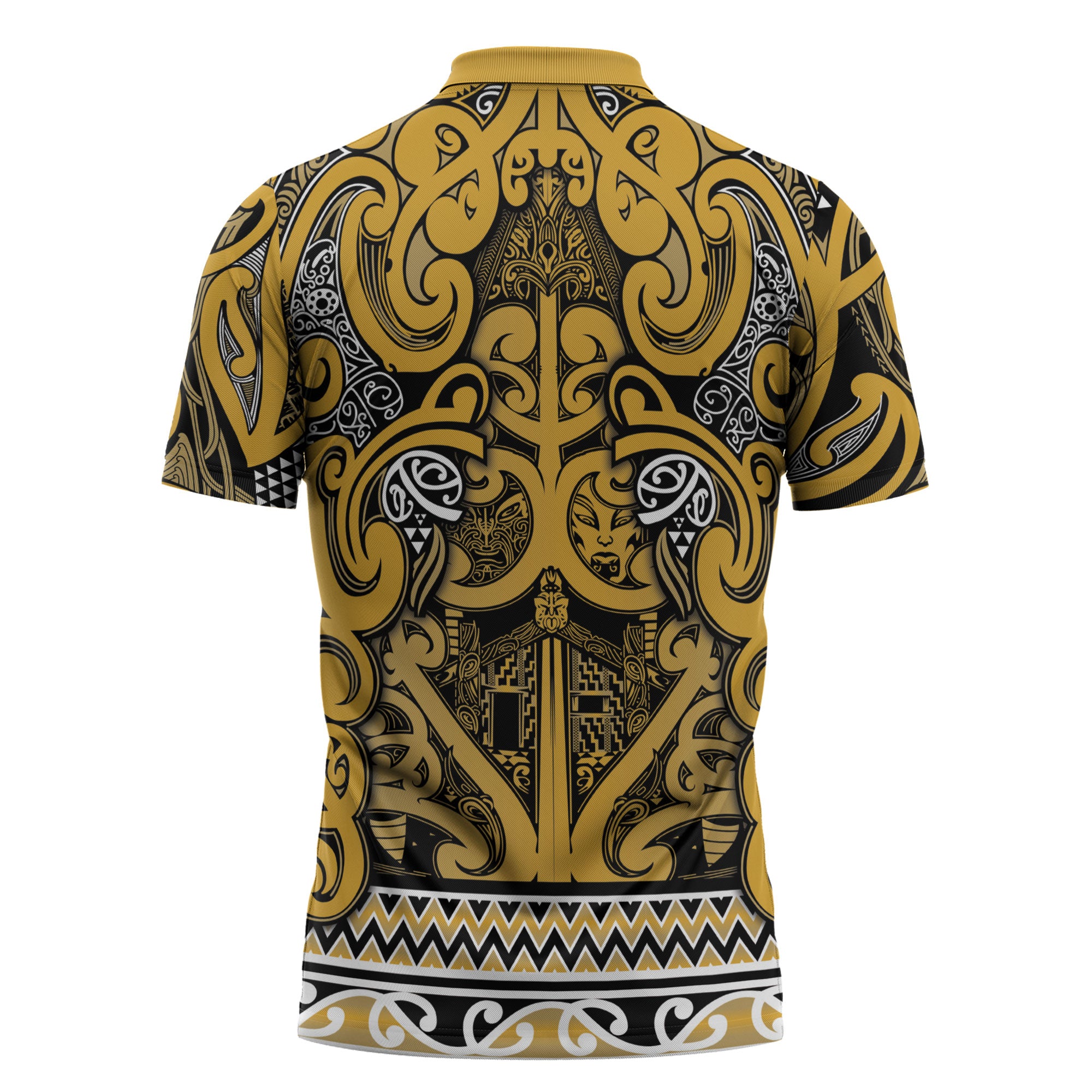 Aotearoa Iwi Ngāti Tama ki Te Waipounamu Trust Zipper Polo Shirt Maori Wharenui House Tribal Pattern