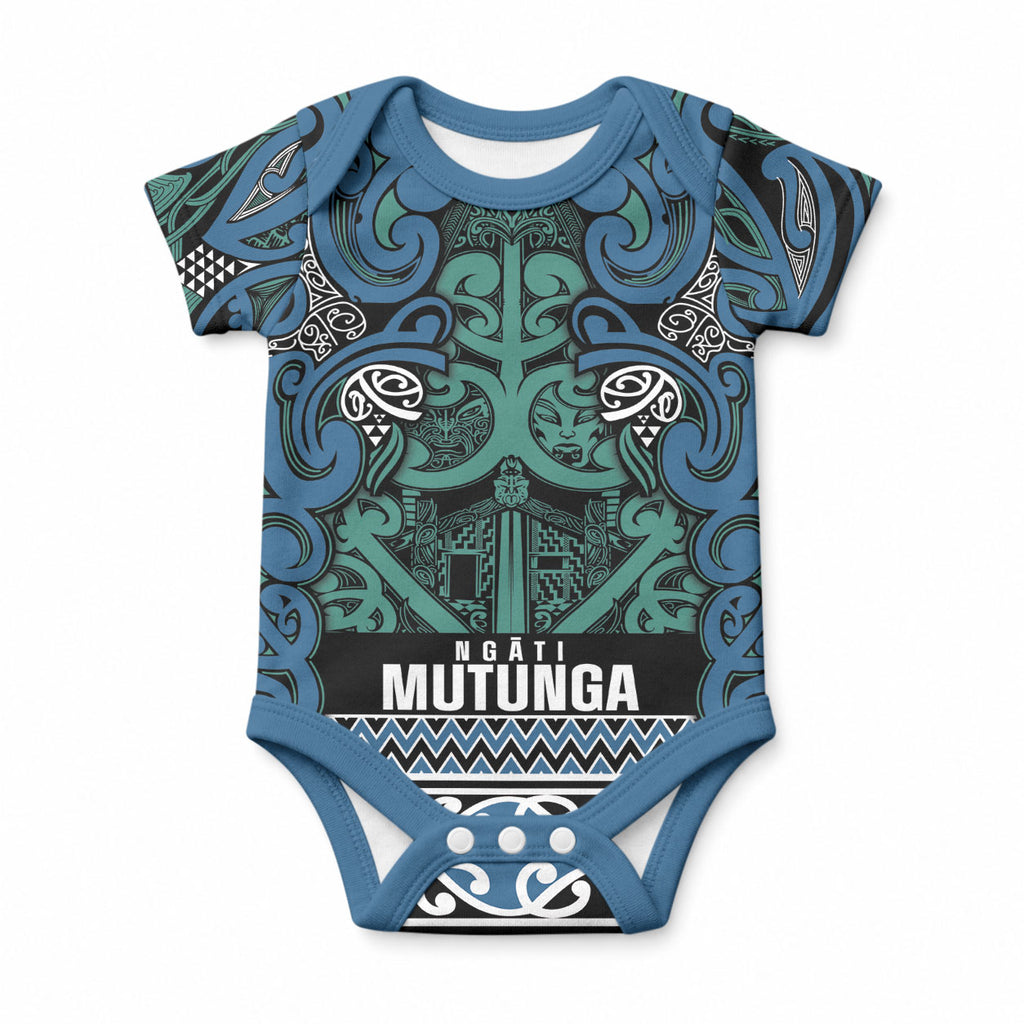 Aotearoa Iwi Ngati Mutunga Baby Onesie Maori Wharenui House Tribal Pattern