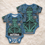 Aotearoa Iwi Ngati Mutunga Baby Onesie Maori Wharenui House Tribal Pattern