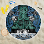 Aotearoa Iwi Ngati Mutunga Beach Blanket Maori Wharenui House Tribal Pattern