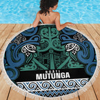 Aotearoa Iwi Ngati Mutunga Beach Blanket Maori Wharenui House Tribal Pattern