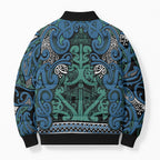 Aotearoa Iwi Ngati Mutunga Bomber Puffer Jacket Maori Wharenui House Tribal Pattern