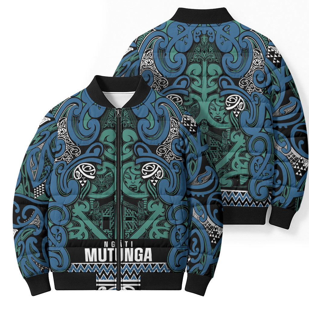 Aotearoa Iwi Ngati Mutunga Bomber Puffer Jacket Maori Wharenui House Tribal Pattern