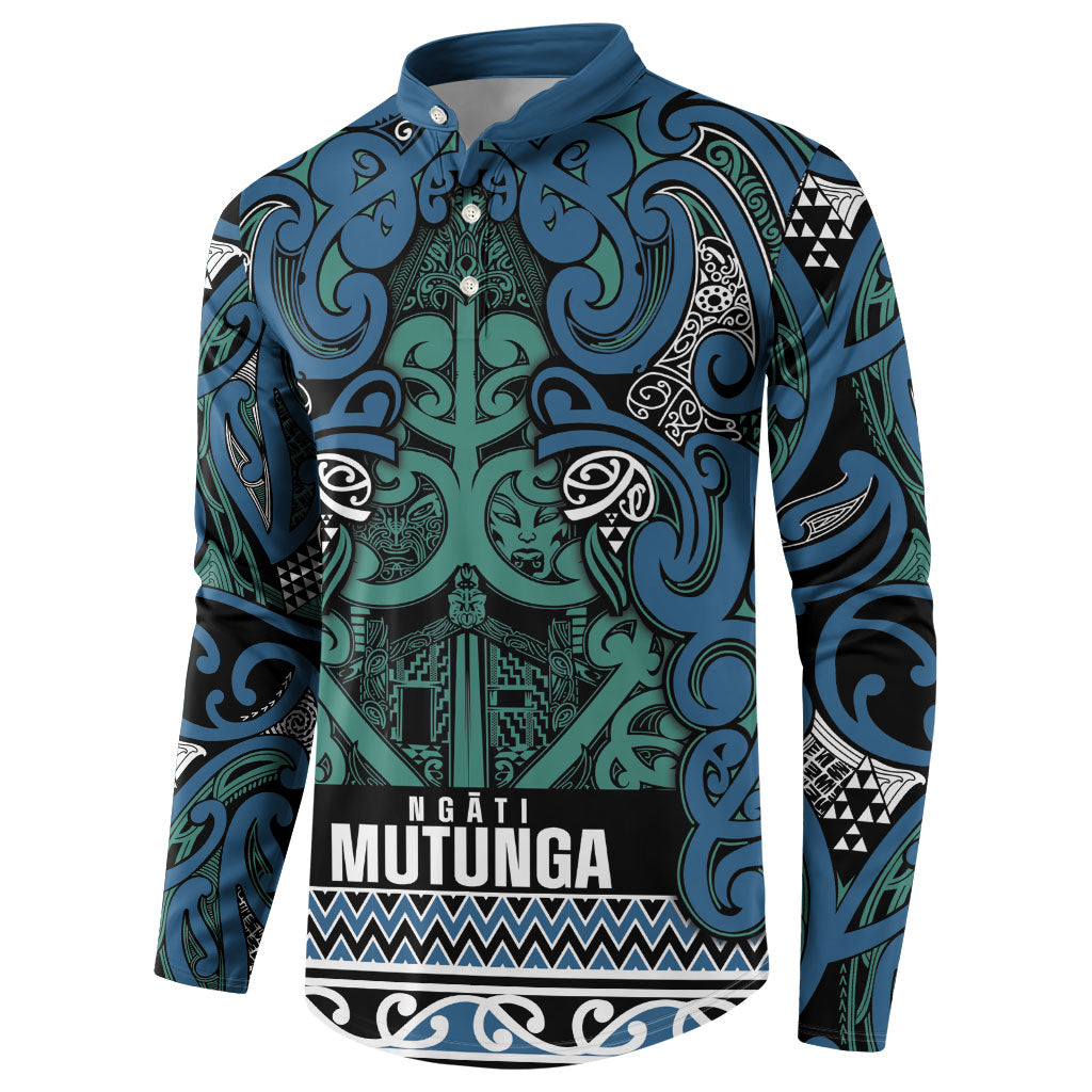 Aotearoa Iwi Ngati Mutunga Button Sweatshirt Maori Wharenui House Tribal Pattern