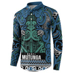 Aotearoa Iwi Ngati Mutunga Button Sweatshirt Maori Wharenui House Tribal Pattern