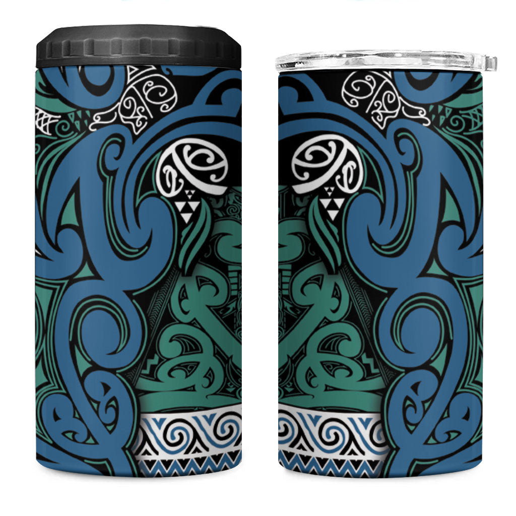 Aotearoa Iwi Ngati Mutunga 4 in 1 Can Cooler Tumbler Maori Wharenui House Tribal Pattern