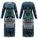 Aotearoa Iwi Ngati Mutunga Couples Matching Long Sleeve Bodycon Dress and Hawaiian Shirt Maori Wharenui House Tribal Pattern