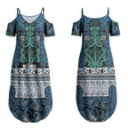 Aotearoa Iwi Ngati Mutunga Couples Matching Summer Maxi Dress and Hawaiian Shirt Maori Wharenui House Tribal Pattern