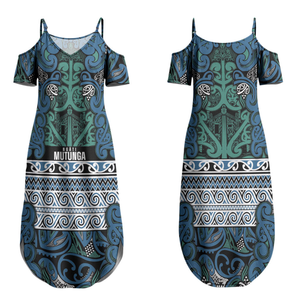 Aotearoa Iwi Ngati Mutunga Couples Matching Summer Maxi Dress and Long Sleeve Button Shirt Maori Wharenui House Tribal Pattern