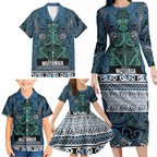 Aotearoa Iwi Ngati Mutunga Family Matching Long Sleeve Bodycon Dress and Hawaiian Shirt Maori Wharenui House Tribal Pattern