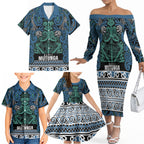 Aotearoa Iwi Ngati Mutunga Family Matching Off The Shoulder Long Sleeve Dress and Hawaiian Shirt Maori Wharenui House Tribal Pattern